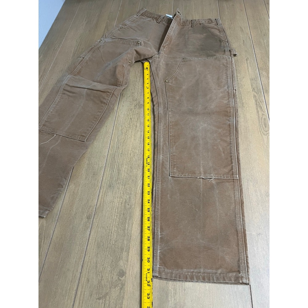 Carhartt B01 Work Pants Mens 38x32 Brown Double Front Logger Dungaree Canvas - Picture 8 of 11